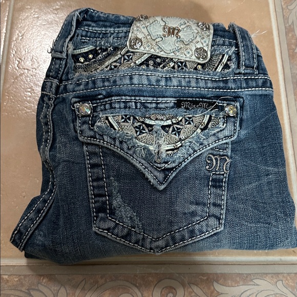 Miss Me Denim - Miss Me Women's Distressed Blue Straight Leg Jeans